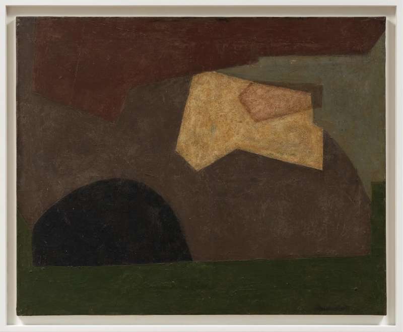 Serge Poliakoff, Composition à la forme noire, 1950  Oil on canvas, 81 x 100 cm, 32 x 39 1/2 in