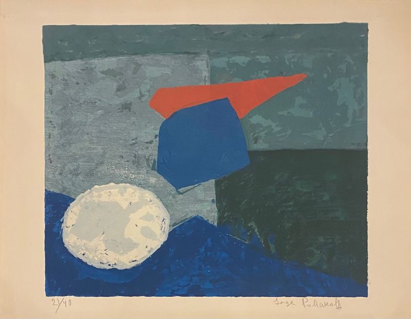 Composition bleue, verte et grise (Sérigraphie) - Serge  POLIAKOFF