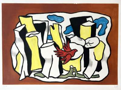 L'Oiseau rouge dans le bois (Aquatinte) - Fernand LEGER