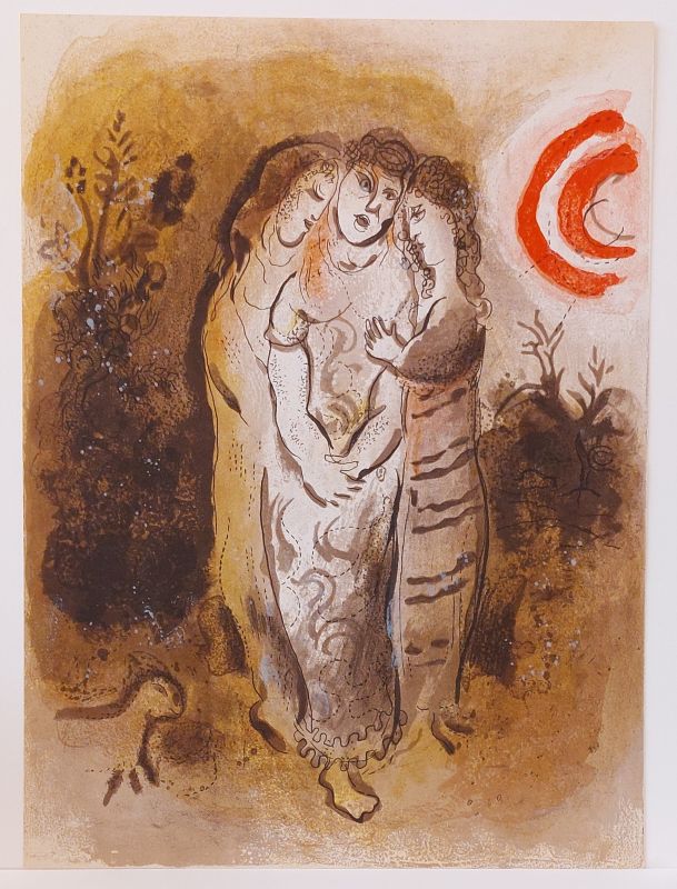 Noémi et ses belles-filles (Lithographie) - Marc CHAGALL