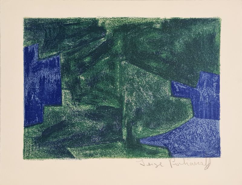 Composition in blue and green (Lithograph) - Serge  POLIAKOFF