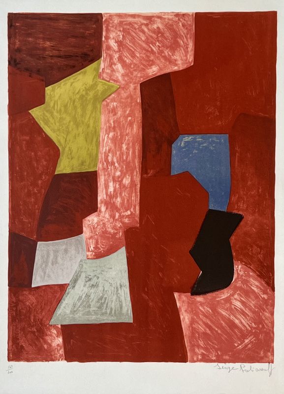 Komposition in Rot, Gelb und Blau (Farblithographie) - Serge  POLIAKOFF