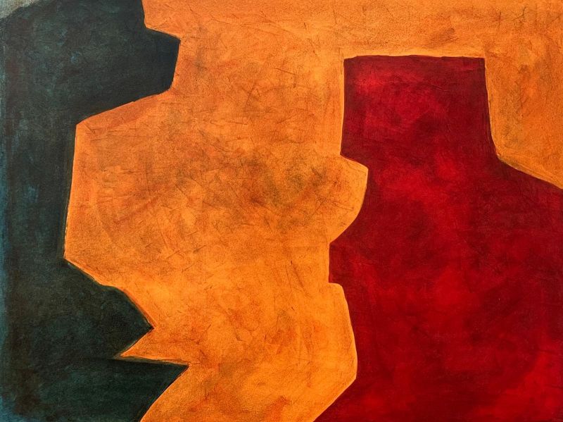 Composición verde, naranja y rojo vino (Litografía) - Serge  POLIAKOFF