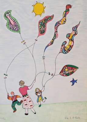 Enfants et cerfs-volants (Lithographie) - Niki DE SAINT PHALLE