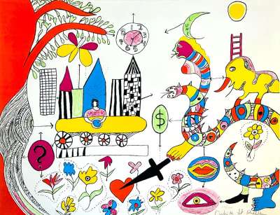 Der Traum eines jungen Mädchens (Farblithographie) - Niki DE SAINT PHALLE