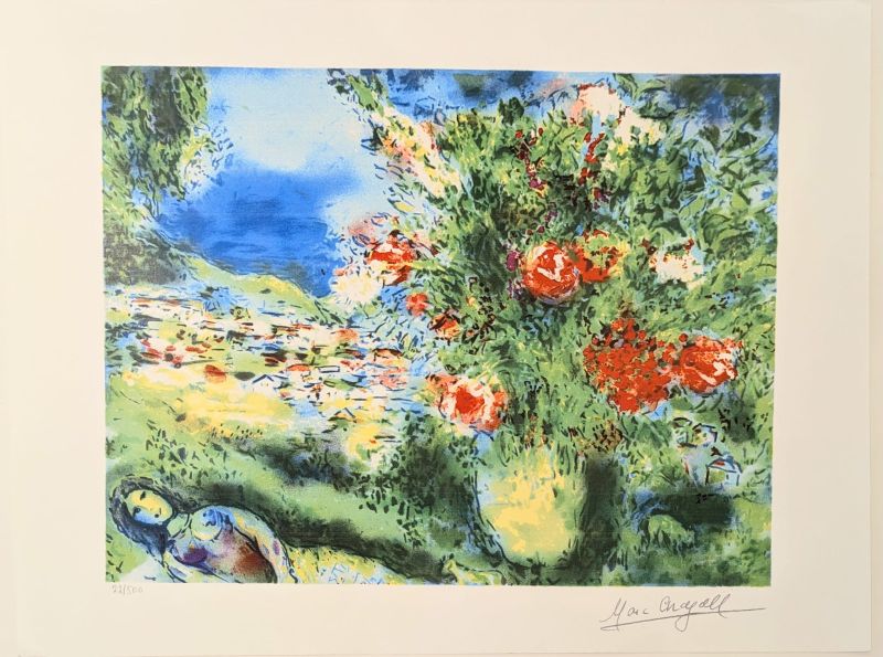 Les fleurs sur Saint Jeannet (Lithographie) - Marc CHAGALL