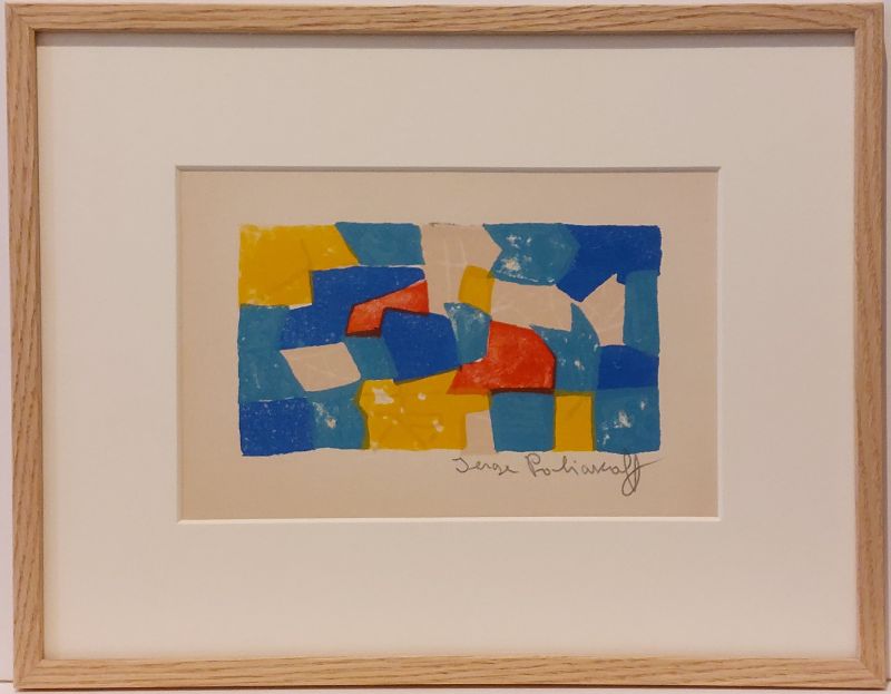 Komposition in Blau, Rot und Gelb (Farblithographie) - Serge  POLIAKOFF