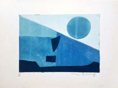 Composition bleue II (Aquatinte) - Serge  POLIAKOFF