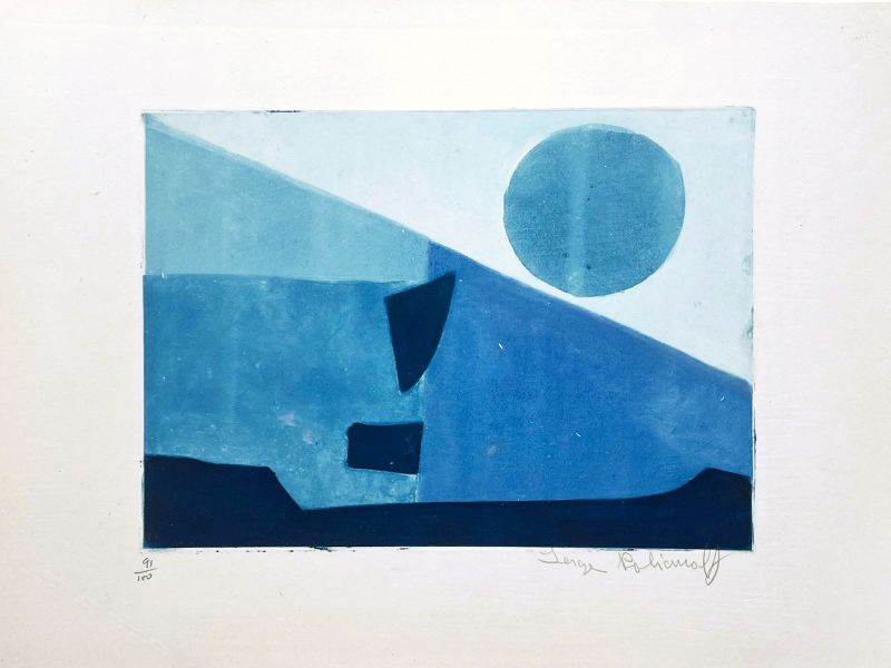 Komposition in Blau (Aquatinta) - Serge  POLIAKOFF