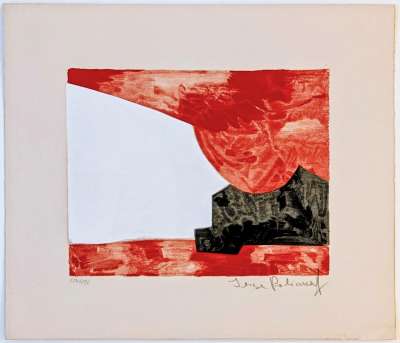 Red, white and black composition L42 (Lithograph) - Serge  POLIAKOFF