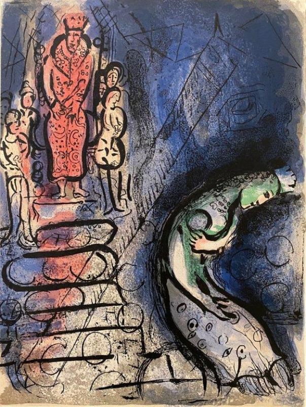 Ahasverus vertreibt Vasthi (Farblithographie) - Marc CHAGALL