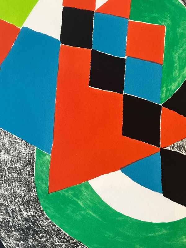 Damiers verts (Farblithographie) - Sonia DELAUNAY