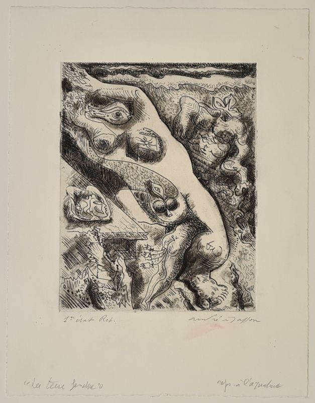 La terre fendue (Radierung) - André  MASSON