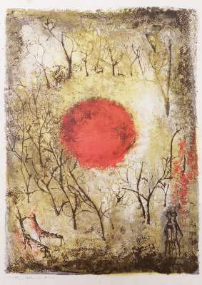 Soleil Rouge (Lithographie) - Wou-ki  ZAO