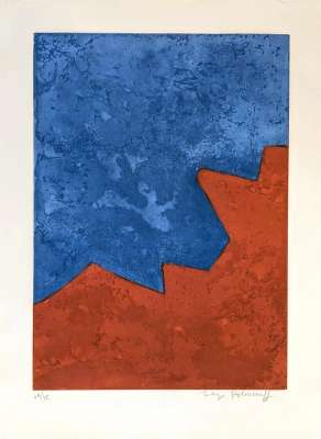 Composition in red and blue (Etching and aquatint) - Serge  POLIAKOFF