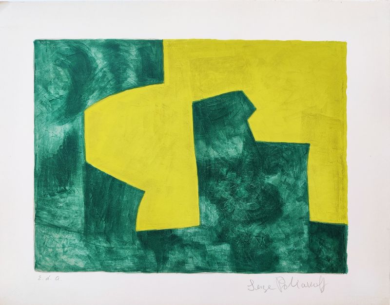 Composition in green and yellow (Lithograph) - Serge  POLIAKOFF