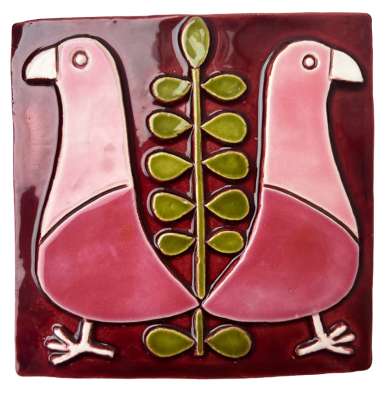 Kasten Vogel rosa (Keramik) - Mithé ESPELT