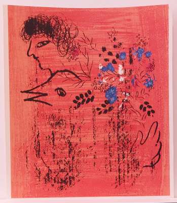 Bouquet à l'oiseau (Lithographie) - Marc CHAGALL