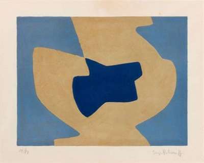 Composition bleue et jaune L67 (Farblithographie) - Serge  POLIAKOFF