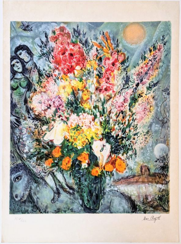 Bouquet illuminant le ciel (Lithographie) - Marc CHAGALL