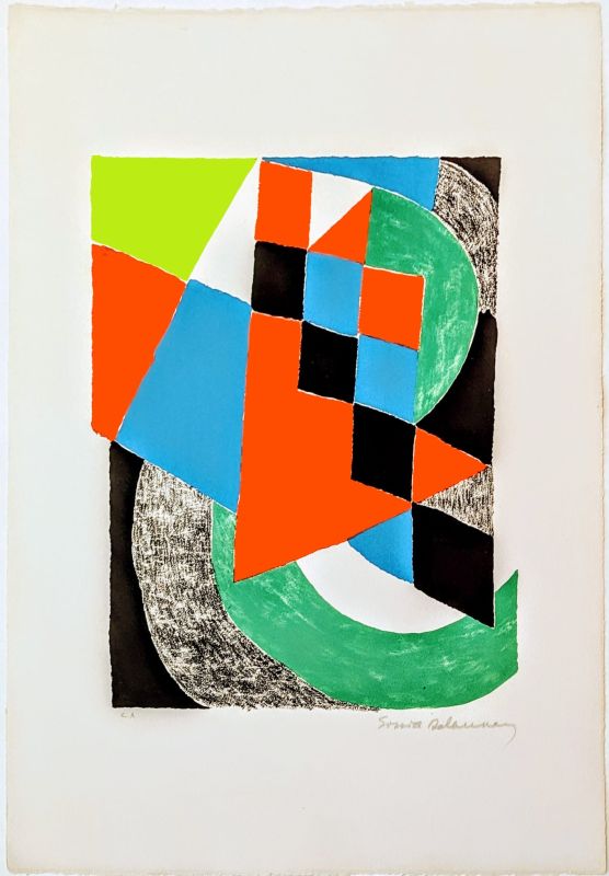 Damiers verts (Lithographie) - Sonia DELAUNAY