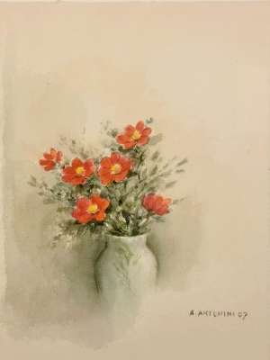 Red dahlias (Watercolor (contemporary)) - Annapia ANTONINI