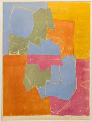 Composition rouge, verte, bleue et jaune L12 (Lithographie) - Serge  POLIAKOFF