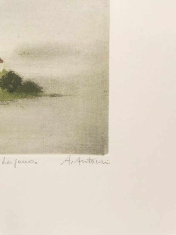 El lago de Lugano (Aguafuerte y aguatinta) - Annapia ANTONINI