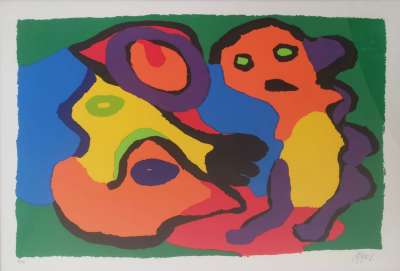 Enfant et chien (Lithographie) - Karel APPEL