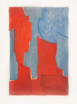 Red and blue composition XX (Etching and aquatint) - Serge  POLIAKOFF