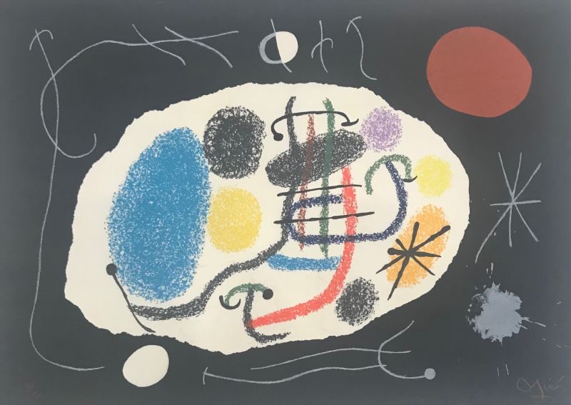 Die Eidechse mit den goldenen Federn (Farblithographie) - Joan  MIRO