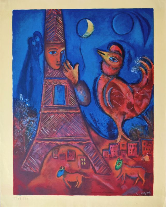 Bonjour Paris (Lithographie) - Marc CHAGALL