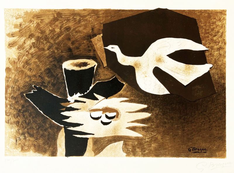 Der Vogel und sein Nest (Farblithographie) - Georges BRAQUE