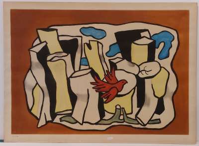 L'Oiseau rouge dans le bois (Gravure) - Fernand LEGER