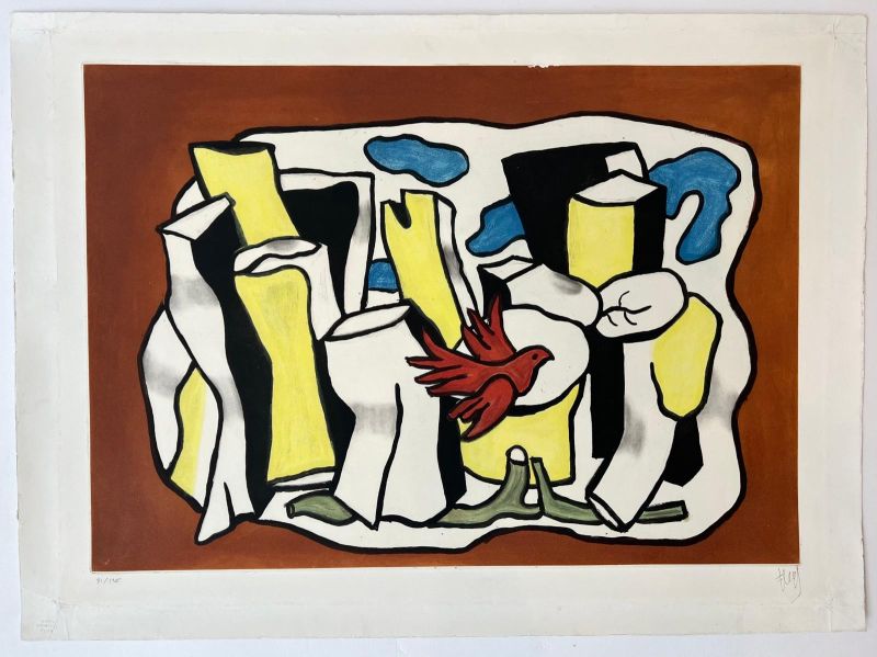 L'Oiseau rouge dans le bois (Aquatinte) - Fernand LEGER