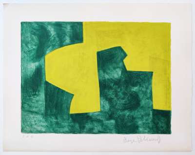 Komposition in Grün und Gelb (Farblithographie) - Serge  POLIAKOFF