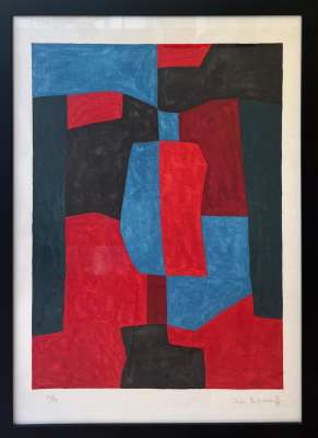 Composition rouge, verte et bleue L76 (Lithographie) - Serge  POLIAKOFF