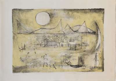 Montagnes et soleil (Lithographie) - Wou-ki  ZAO