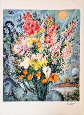 Bouquet illuminant le ciel (Lithographie) - Marc CHAGALL