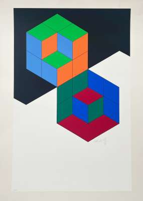 Bi-Hexa (Sérigraphie) - Victor  VASARELY