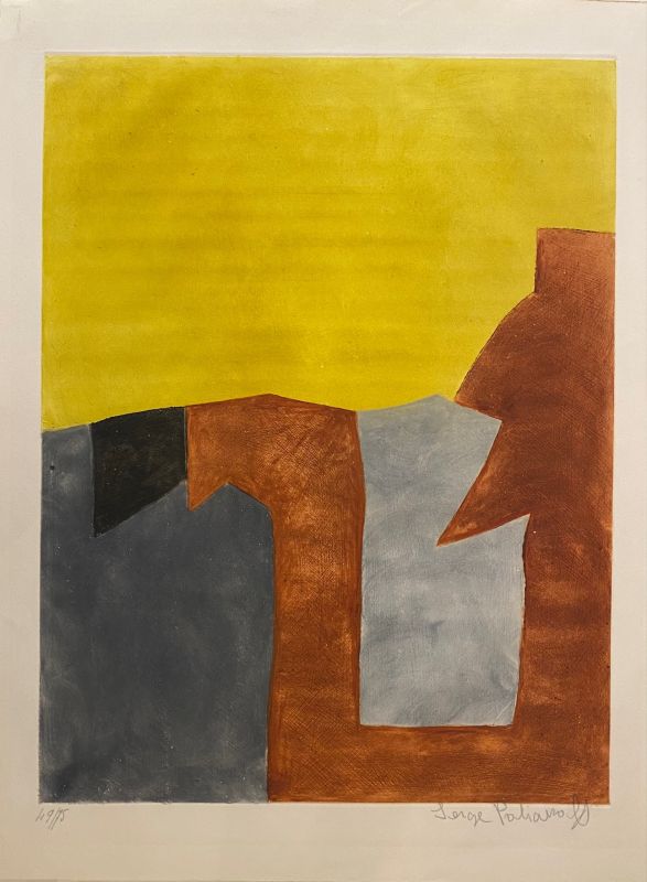 Composition Grise, Brune et Jaune IX (Eau-forte et aquatinte) - Serge  POLIAKOFF