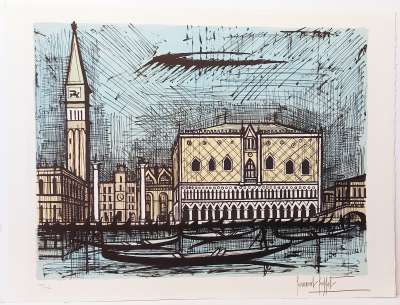 Der Campanile und der Dogenpalast (Farblithographie) - Bernard BUFFET