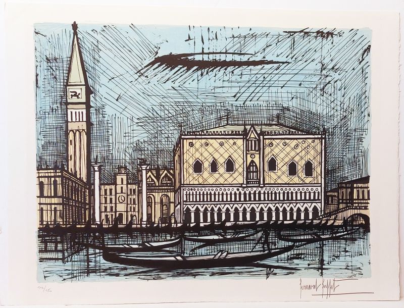 Le campanile et le palais des Doges (Lithographie) - Bernard BUFFET