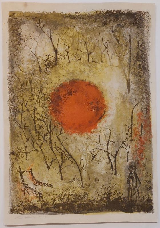 Soleil Rouge (Lithographie) - Wou-ki  ZAO