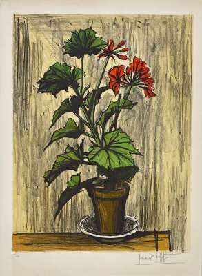 The geranium pot (Lithograph) - Bernard BUFFET