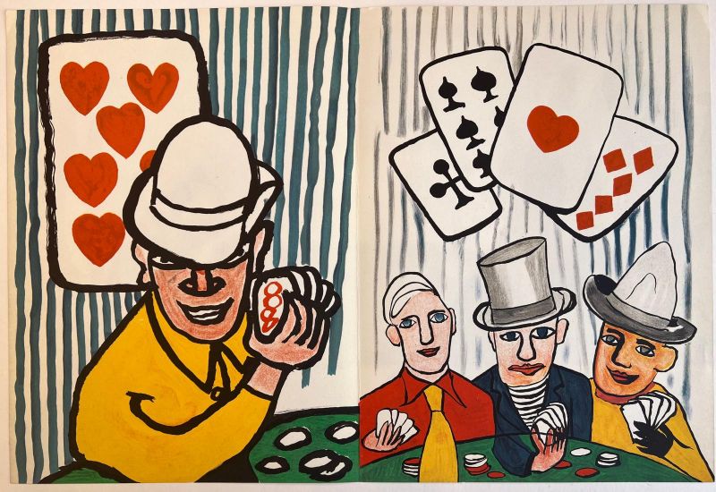 Joueurs de cartes I et Joueur de cartes II (Farblithographie) - Alexander CALDER