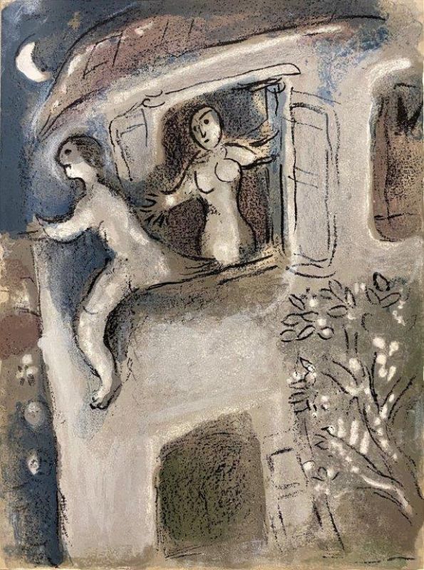 David von Mical gerettet (Farblithographie) - Marc CHAGALL