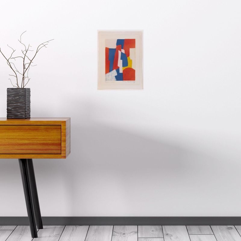 Composition bleue, rouge et rose L34 (Lithograph) - Serge  POLIAKOFF