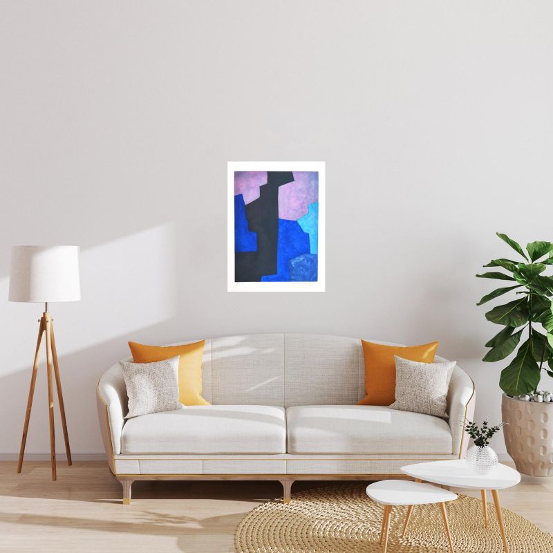 Composition noire, bleue et mauve XIV (Eau-forte et aquatinte) - Serge  POLIAKOFF