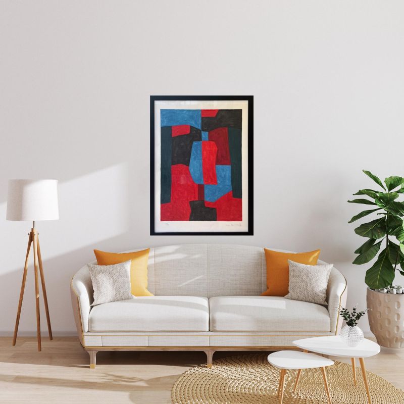 Composition rouge, verte et bleue L76 (Lithograph) - Serge  POLIAKOFF